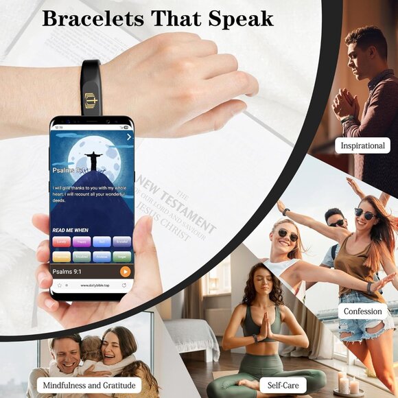 Daily Christian Verse Bracelet - Silicone Wrap with 29,000 Handpicked Scriptures - Picture 3 of 8